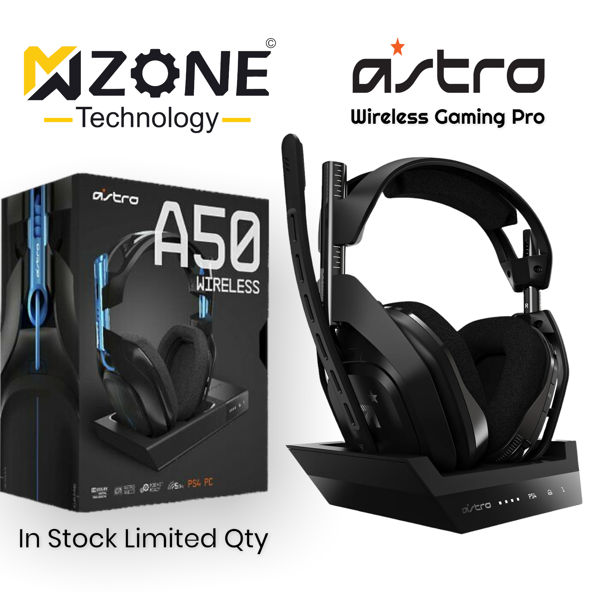 ASTRO Gaming A50 Wireless Headset + Base Station Gen 4 Works With PS5, PS4,  PC, Mac - Mzone