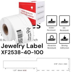 Jewelry Label Self-Adhesive Label for Printer M110 Label Maker Printer,Labels-Thermal Stickers Paper for Cable, Labels (25x38-40mm) 100 Labels/Roll