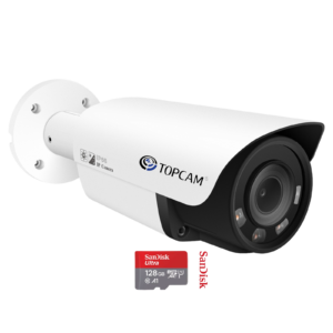 Topcam 12MP 8K IPC Max 80 Meter Clear Vision Field 4PCS, light distance 30-40M Metal IP67,Human body and Vehicle detection Microphone SD card 128GB 3.6-10mm Motorized Lens POE